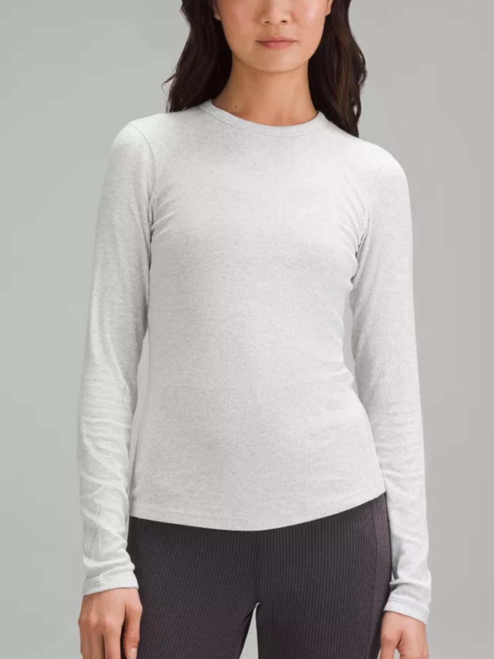 lululemon Hold Tight Long-Sleeve Top Heathered Core Ultra Light Grey Size 10